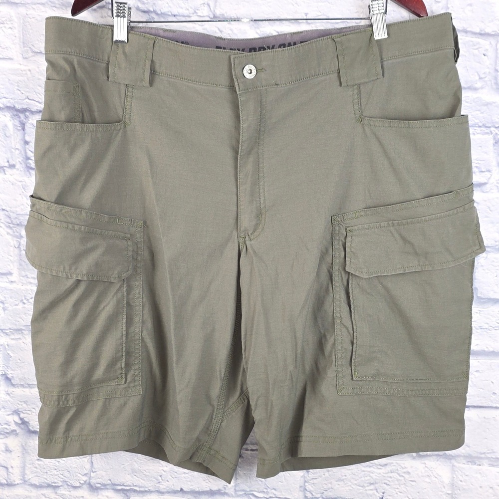 Duluth Trading Co Mens Flex Dry On The Fly Cargo Shorts Green Relaxed Fit 40